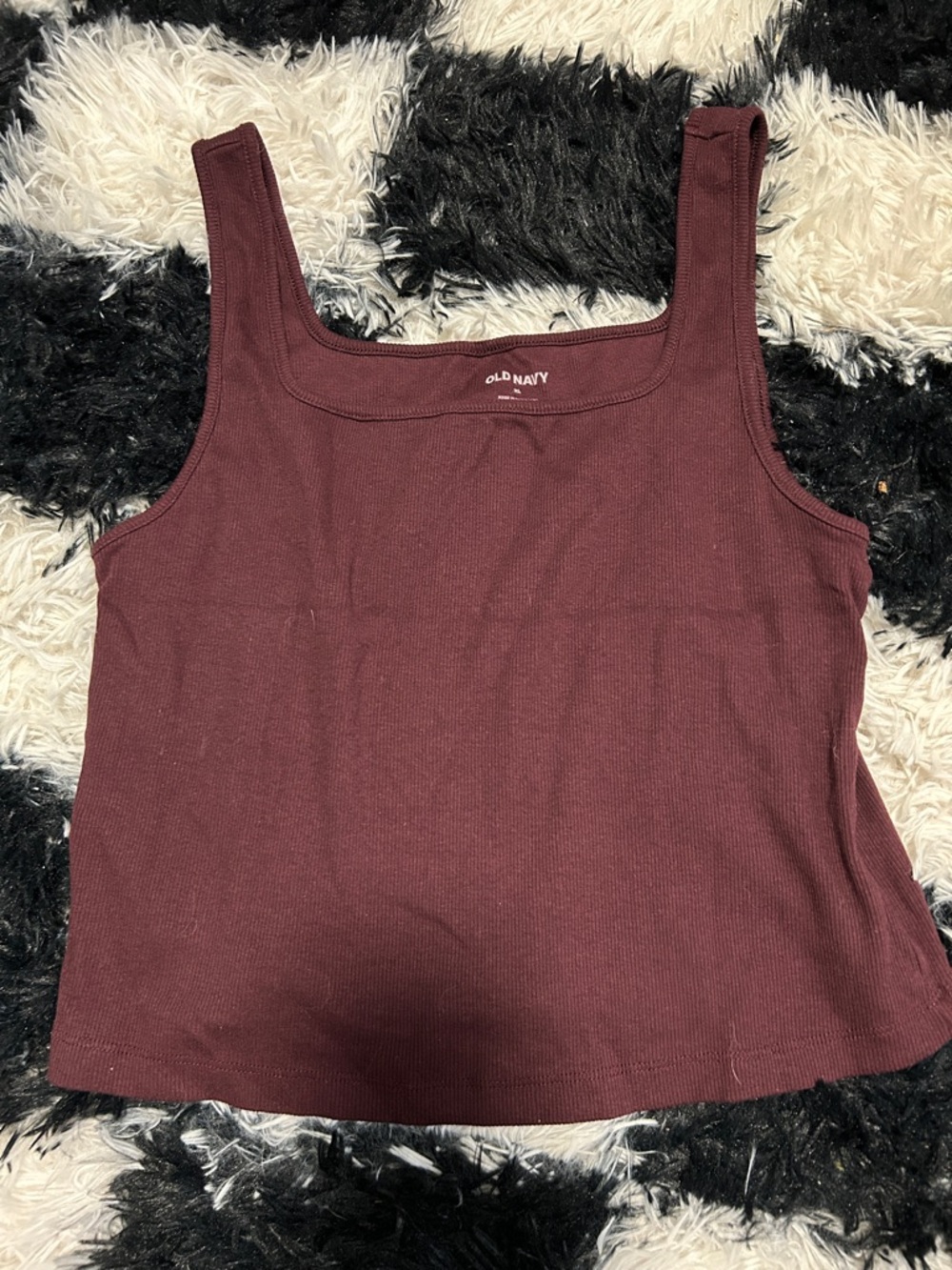 Old Navy Women's Burgundy Ribbed Square-Neck Tank